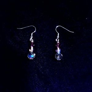 Purple Swarovski Crystal And Glass Bead Earrings
